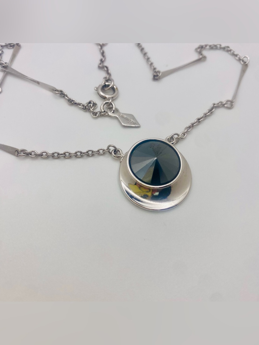 Vintage 1976 Sarah Coventry "Jet Set" Hematite Rivoli Pendant Necklace - Picture 5 of 5